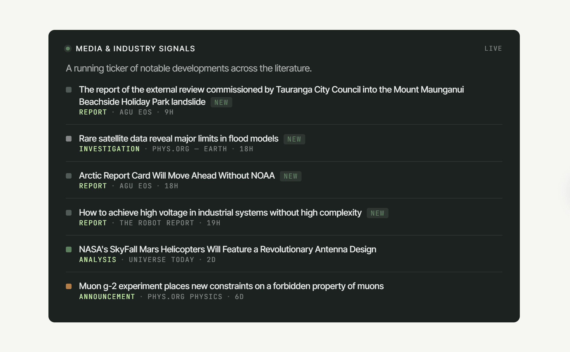 Media & Industry Signals — a running ticker of notable developments across scientific and industry reporting